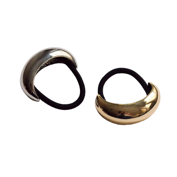 nar'sha Pebble-Shaped Metal Cuff Hair Tie Gold
