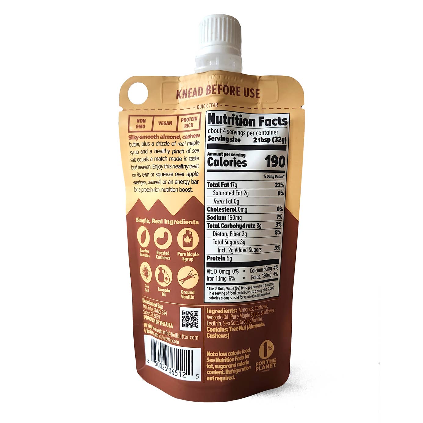 Trail Butter - Almond Cashew - Maple Syrup & Sea Salt - 4.5 oz