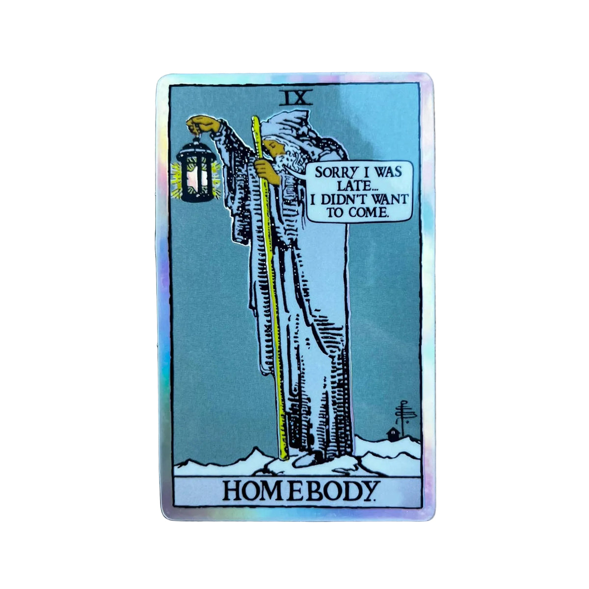 Holographic Tarot Sticker - IX Hermit - Homebody