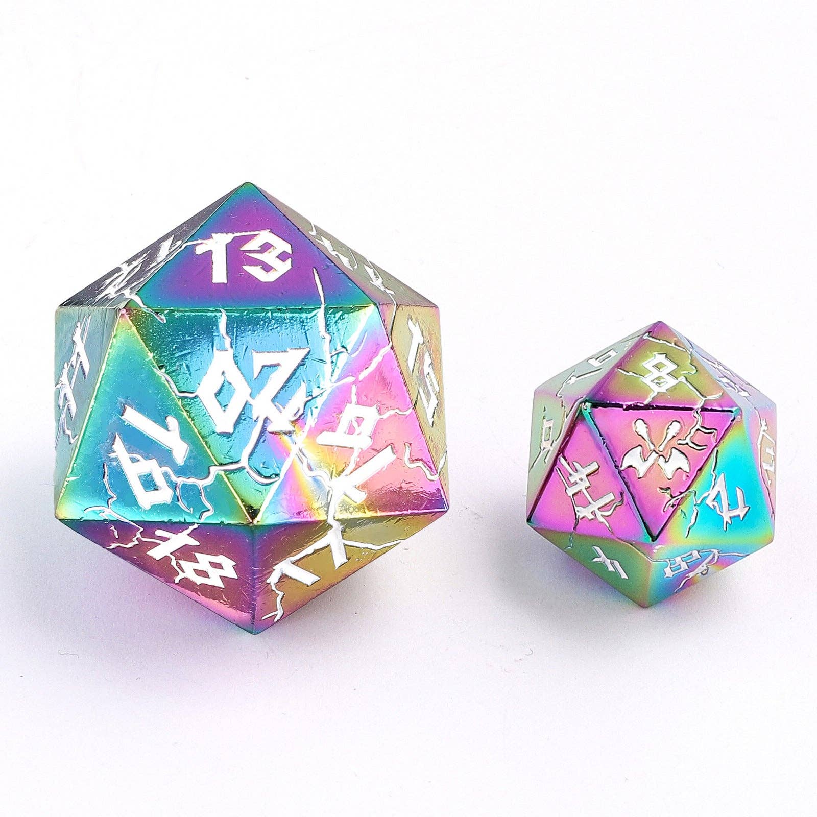 D20 Spin Down Dice - Barbarian 35mm - Chromatic Rainbow