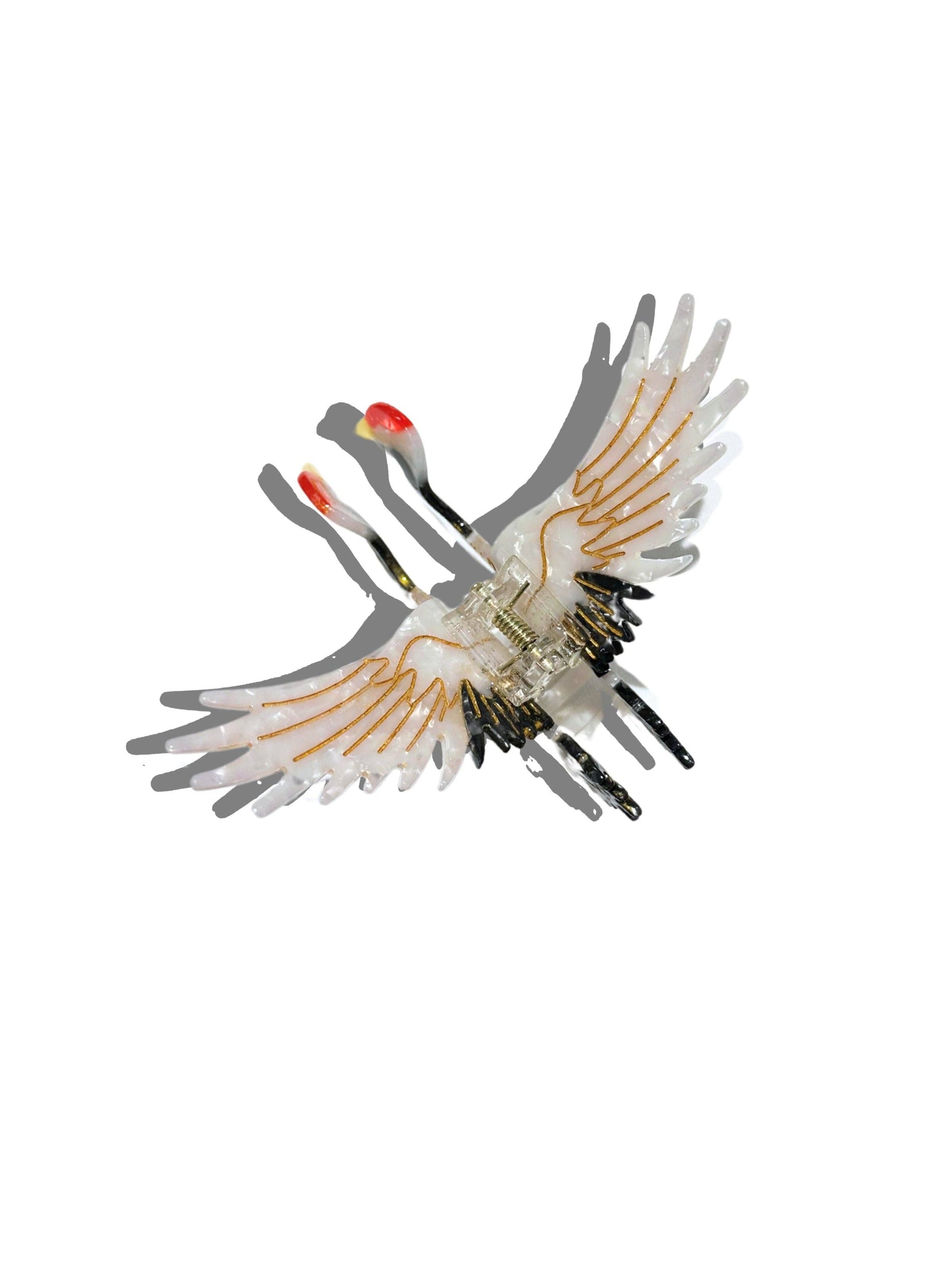 Solar Eclipse - Hand-painted Crane Bird Claw Hair Clip