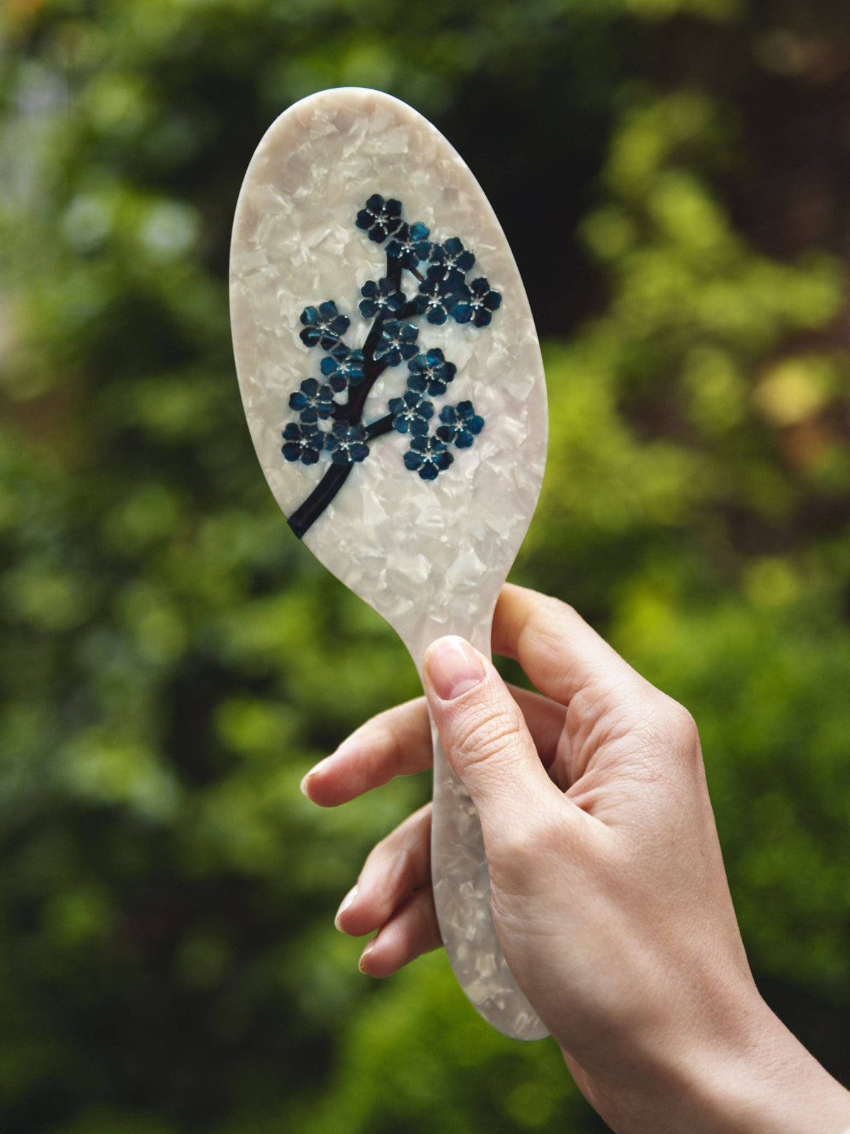 Solar Eclipse - Hand-painted White Sakura Blossom Brush | Eco-Friendly: Handbag Hero