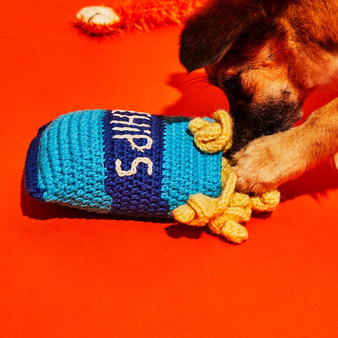Ware of the Dog - Hand Crochet Cotton Dog Toy - Chips