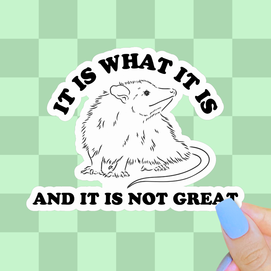 It is What it is & it is Not Great Sticker - Opossum Sticker