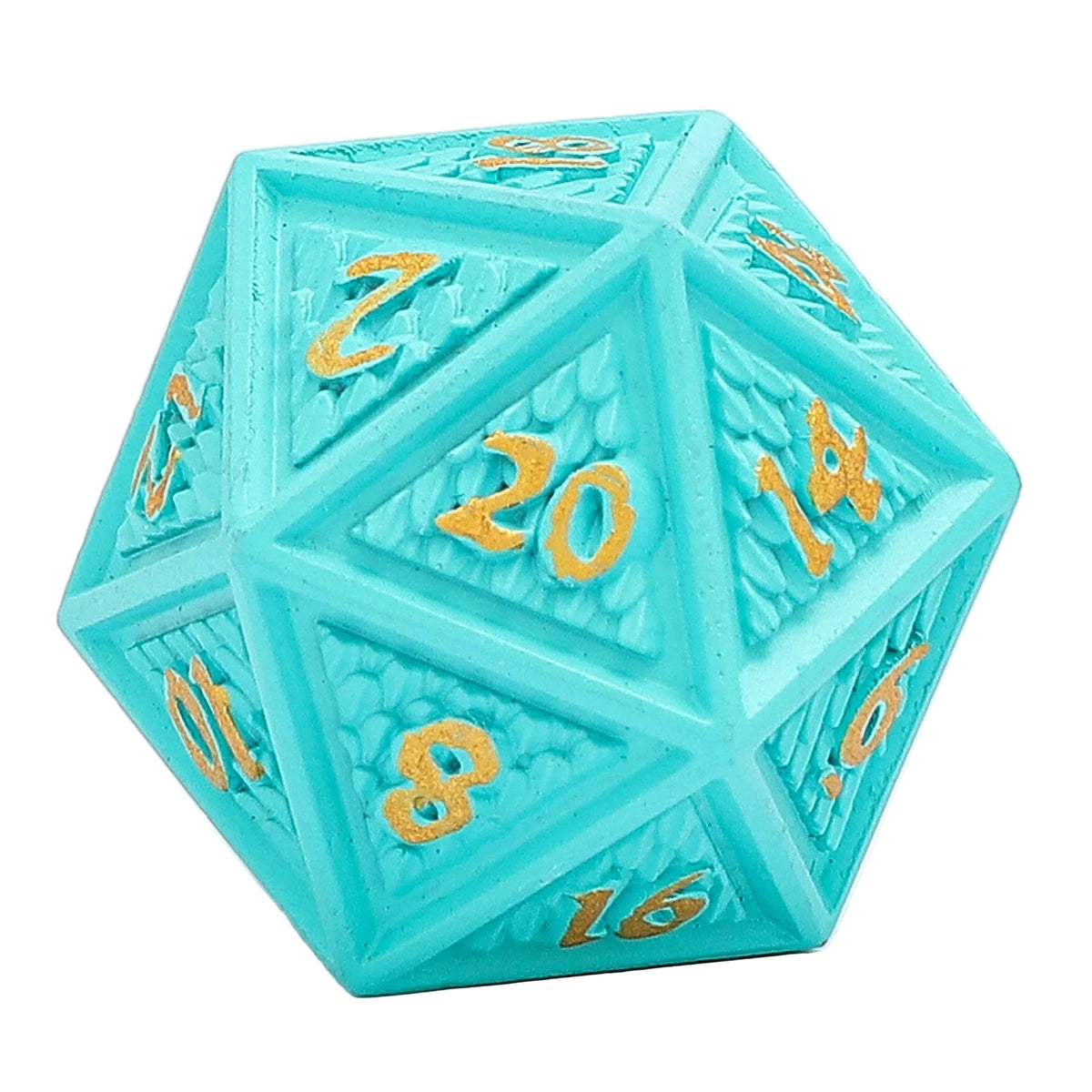 Hymgho Premium Dice - Solid Metal Behemoth Dice set - Turquoise with Gold