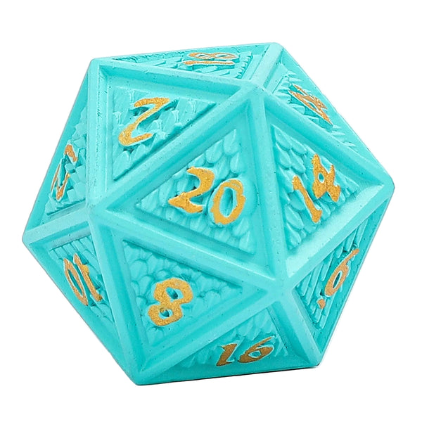 Solid Metal Behemoth Dice set - Turquoise with Gold