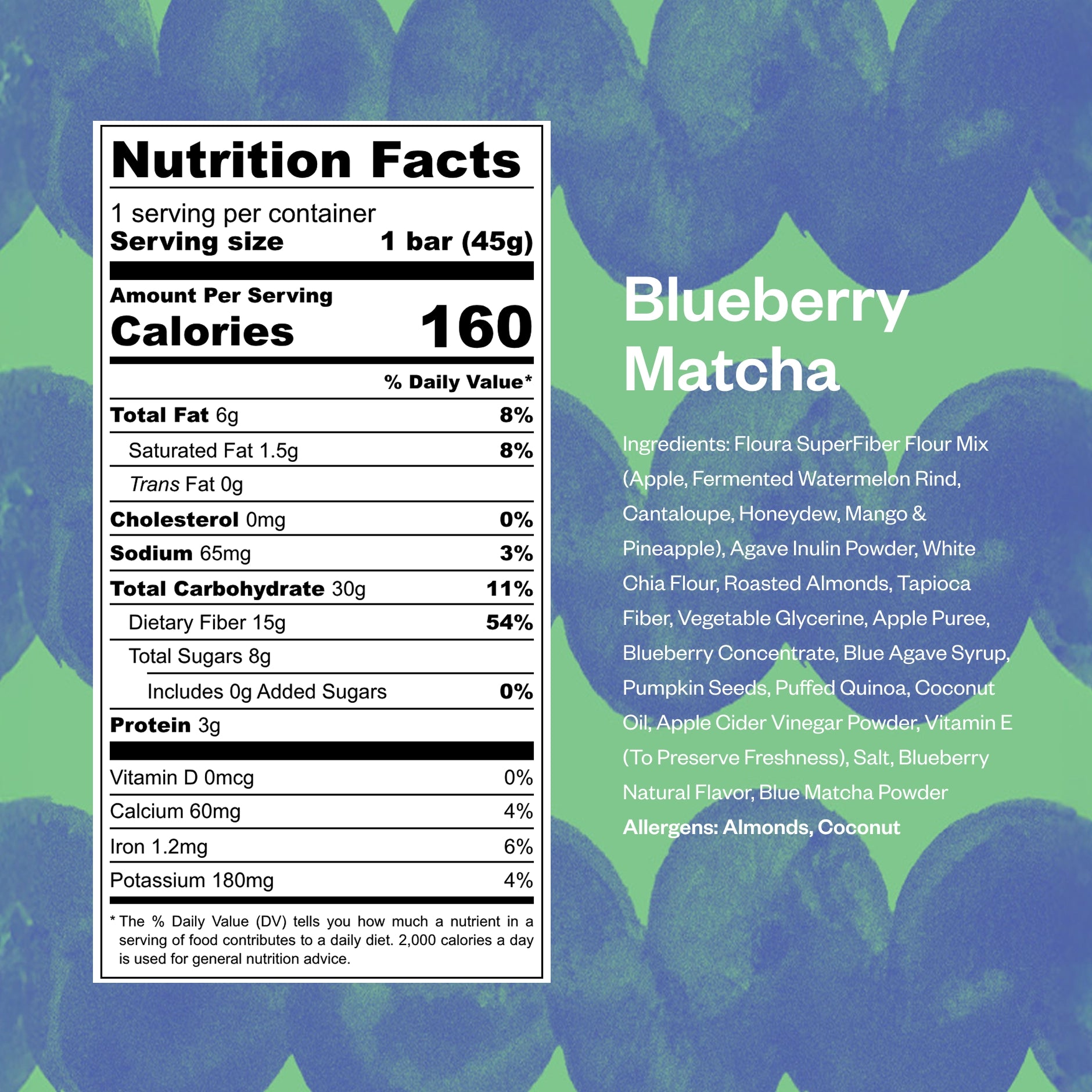 Floura - Daily Fiber Bar - Blueberry Matcha at Space Camp in Portland, Oregon