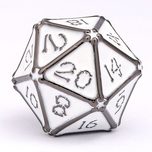 Bone Collector Solid Metal Dice Set - Gunmetal with White