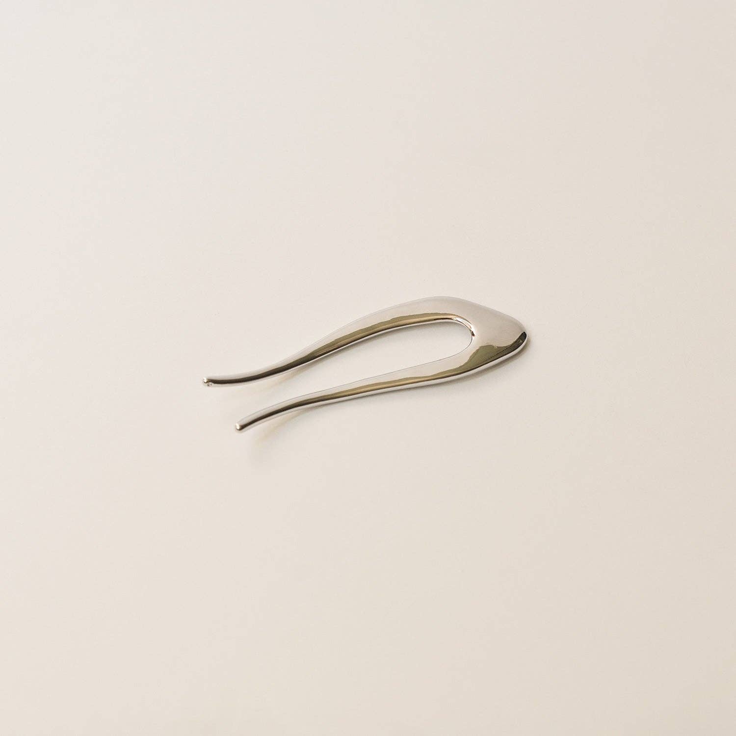 nar'sha - Short U-Shaped Metal Hair Stick - Silver