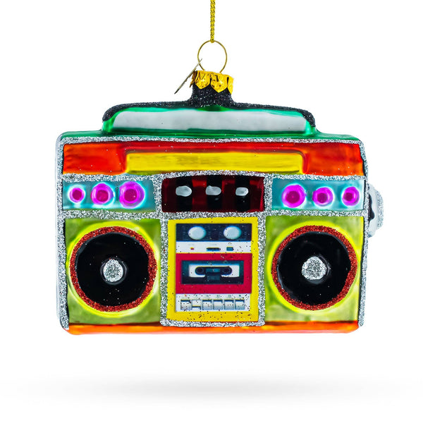 Vintage-Inspired Cassette Player Boombox  - Glass Ornament