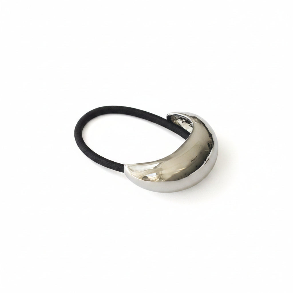 nar'sha - Narrow Crescent Metal Cuff Hair Tie - Silver