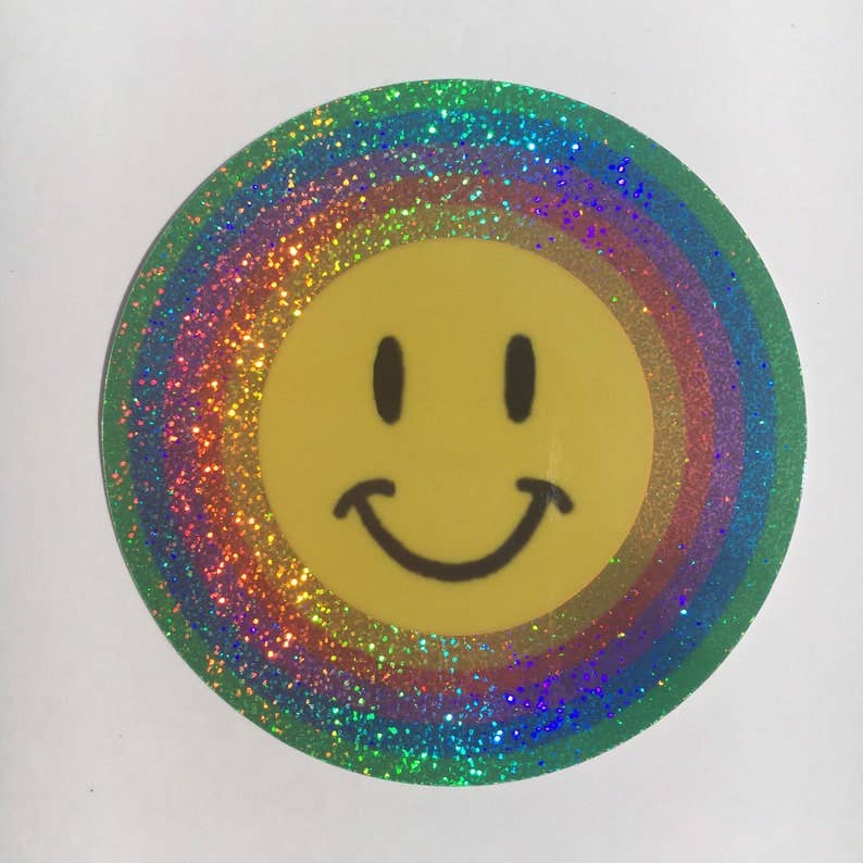 Smiley Face - Glitter Sticker