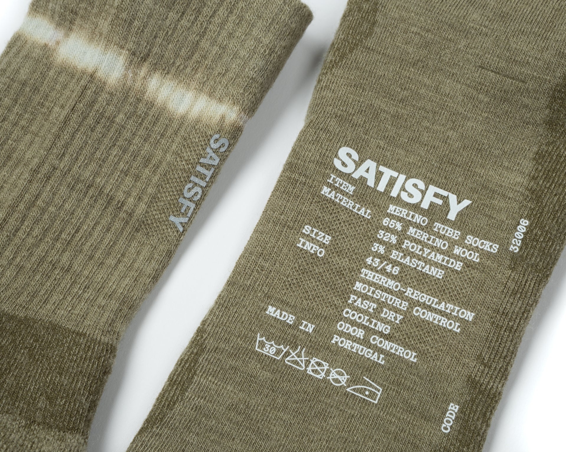 SATISFY - Merino Nylon Tube Socks - Tie Dye Covert Green