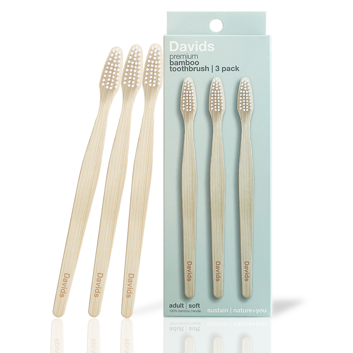 Davids - Premium Bamboo Toothbrush - Adult Soft - 3 Pack