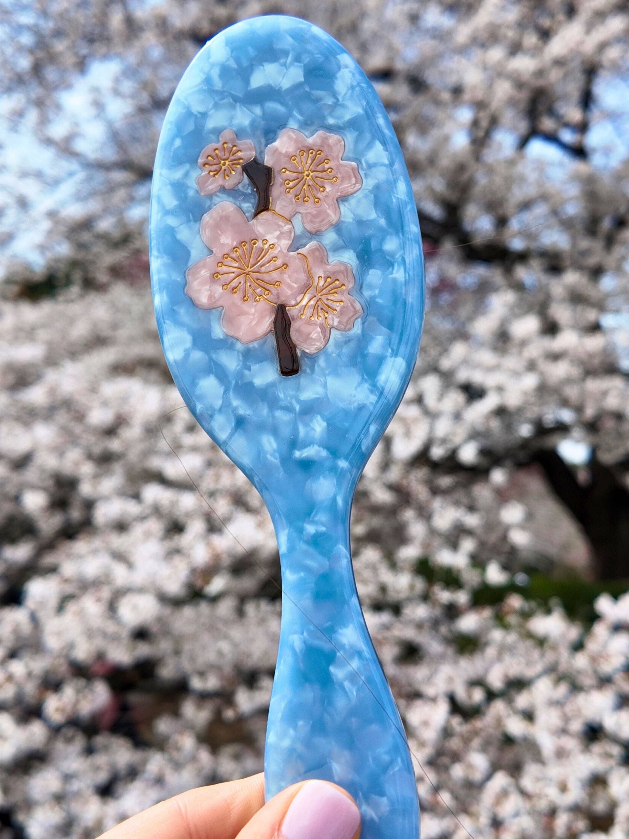 Solar Eclipse - Hand-painted Cherry Blossom Amazing Hair Day Brush