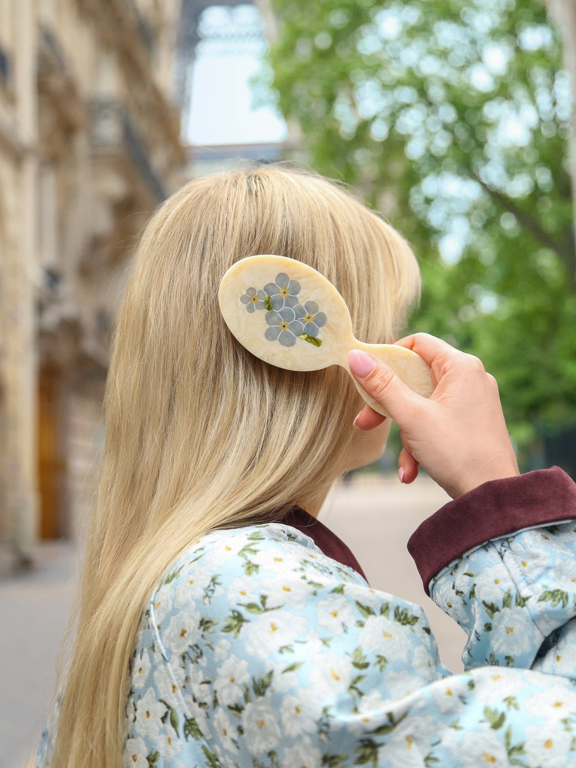 Solar Eclipse - Hand-painted Forget-Me-Not Handbag Hero Brush