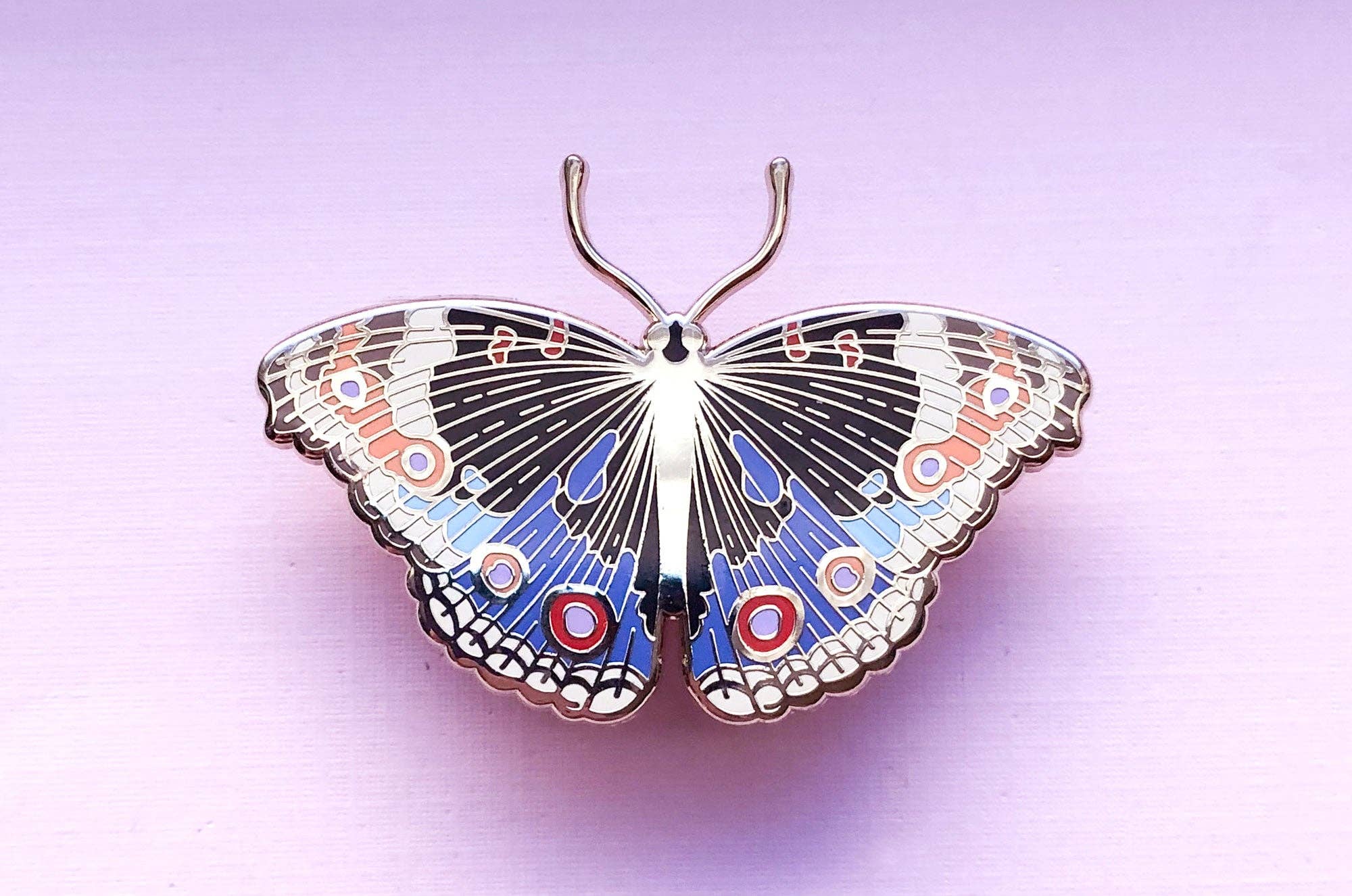 Blue Pansy Butterfly (Junonia orithya) Enamel Pin - Space Camp