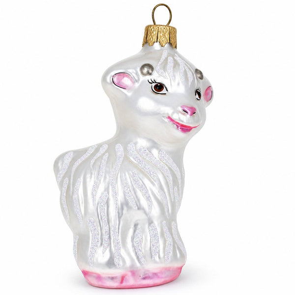 White Lamb and Sparkling Wool - Glass Ornament