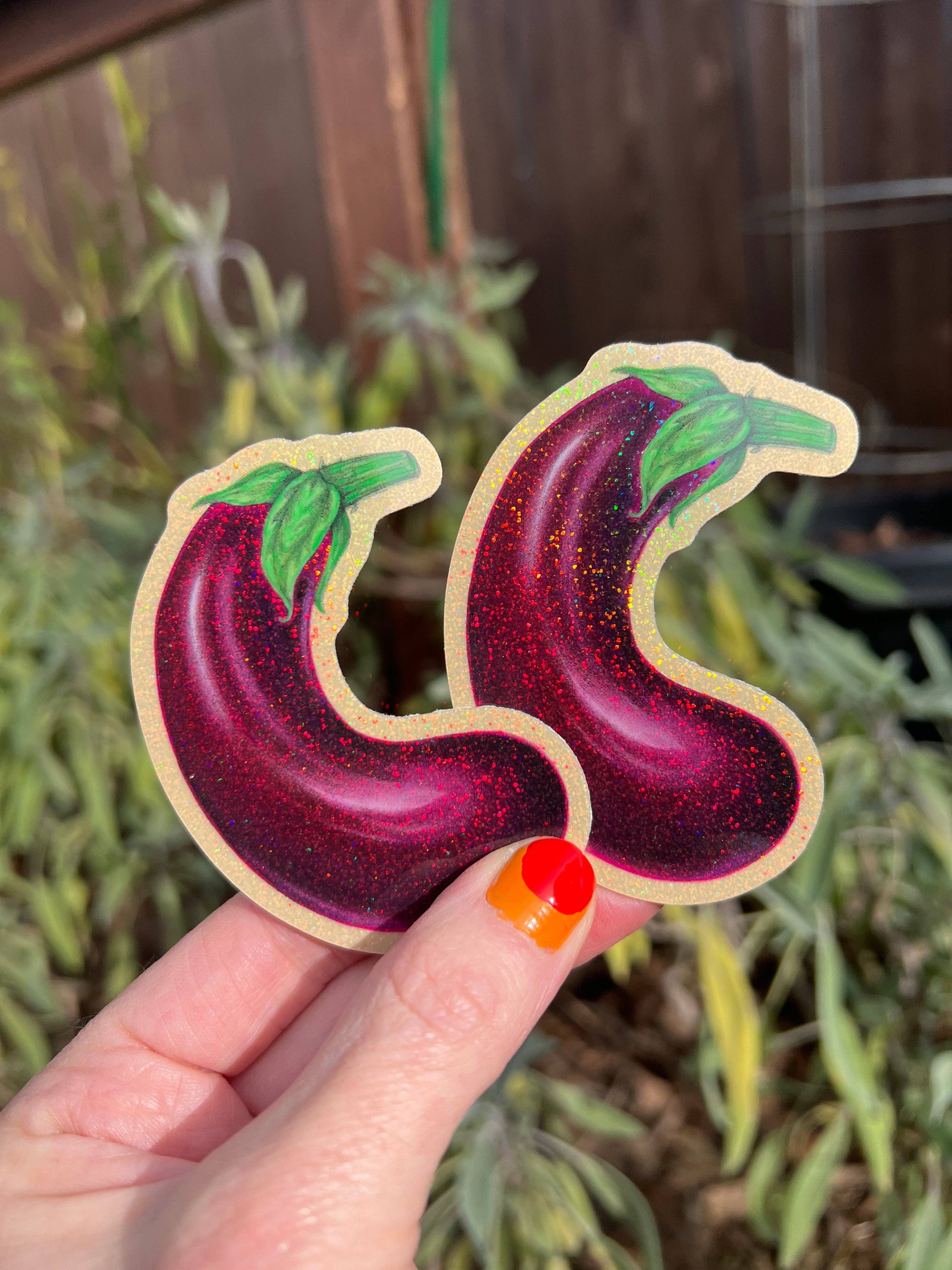 Eggplant - Glitter Sticker