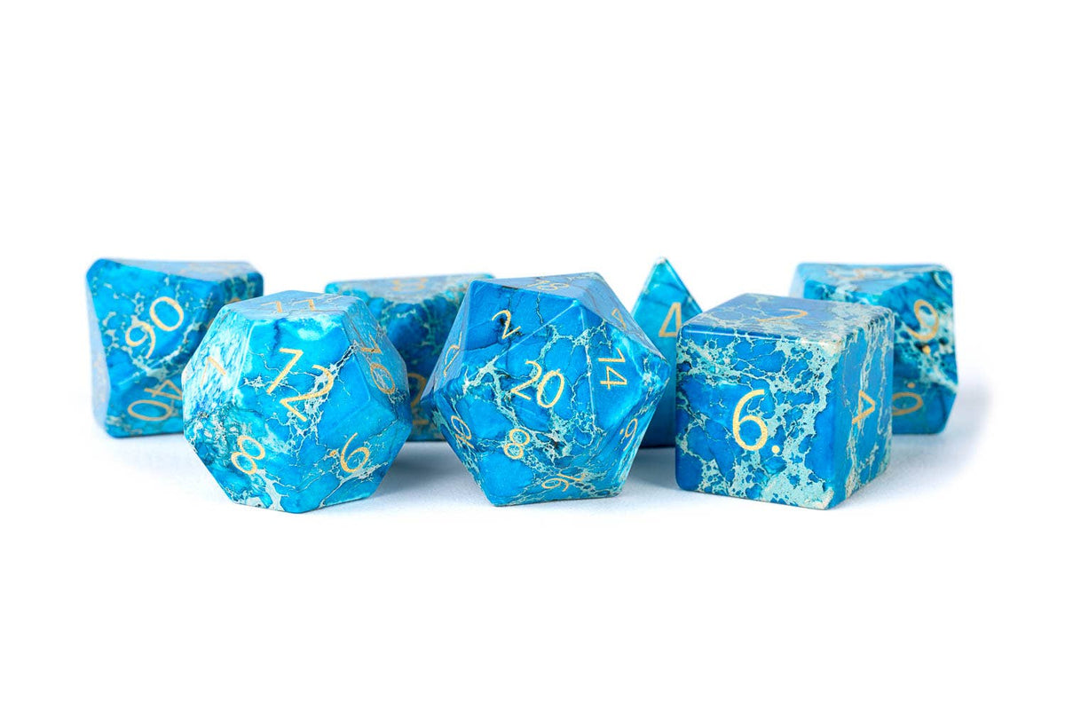 Engraved Gemstone Dice Set - Engraved Imperial Stone Blue