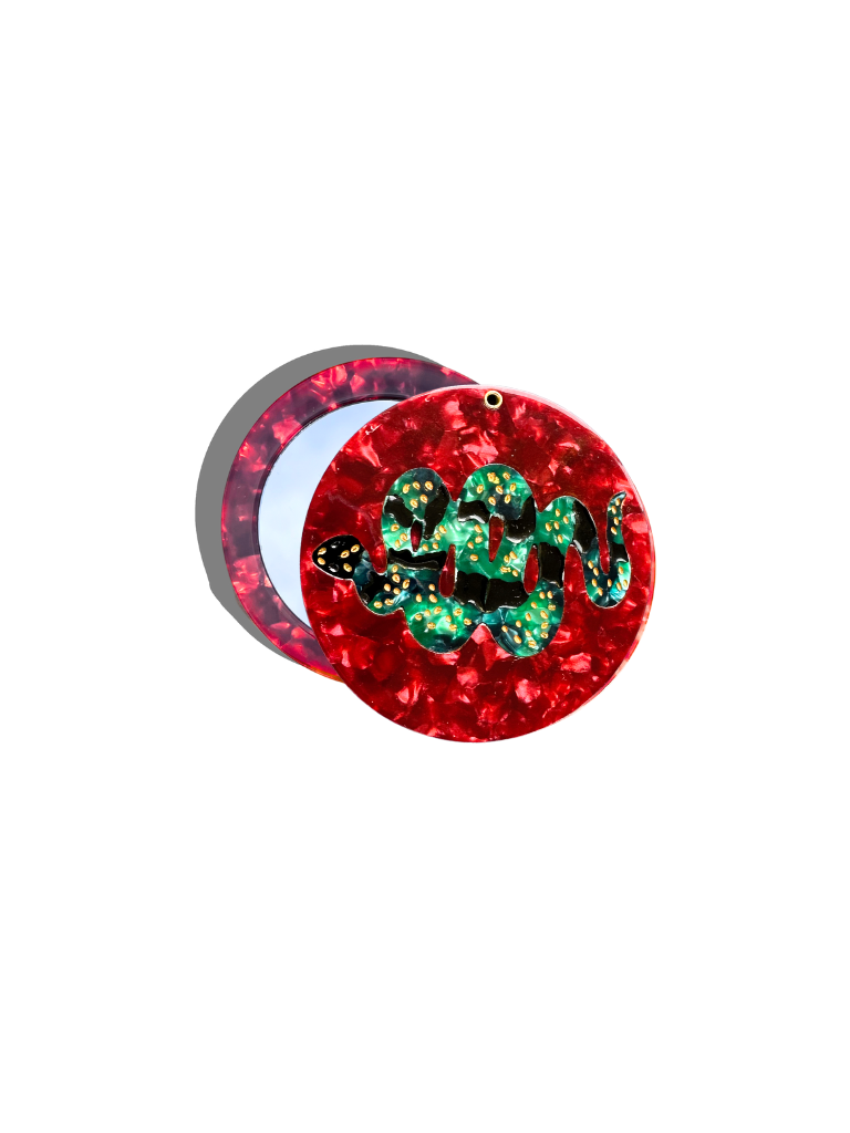 Solar Eclipse - Hand-painted Snake Compact Mirror