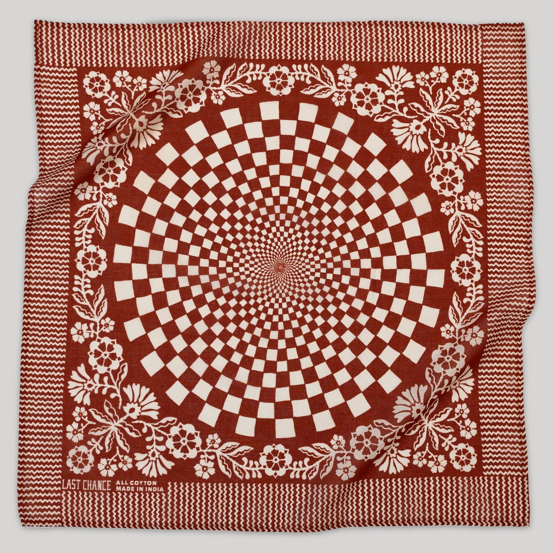 Cotton Sundial Bandana in Chili