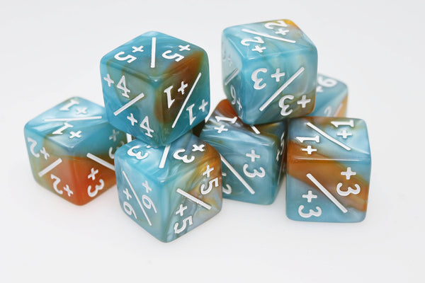 +1/+1 Blue & Gold Counters for Magic - Set of 8 Dice