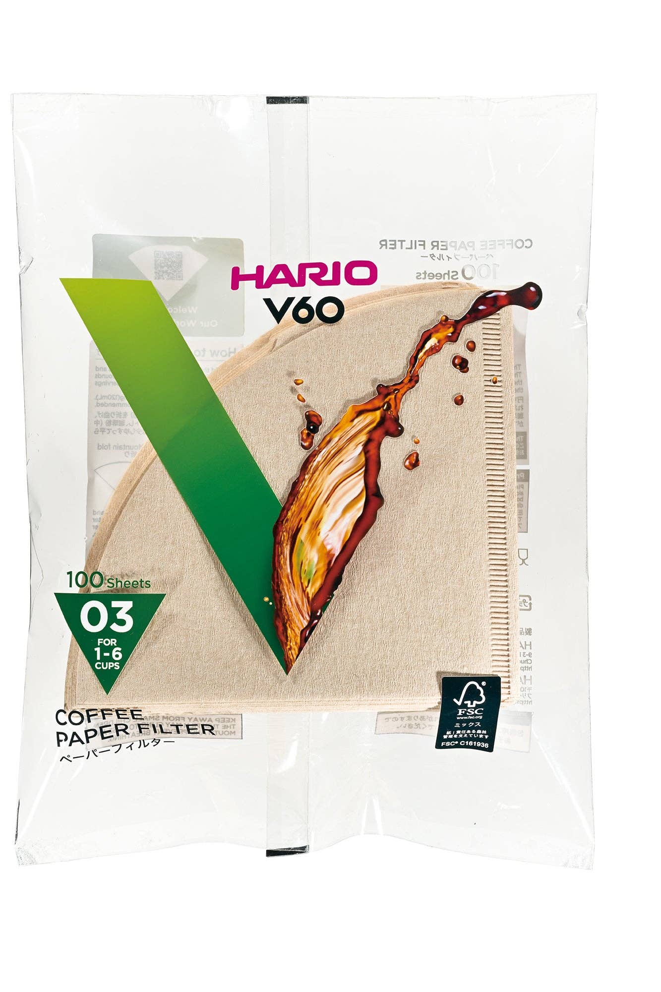 HARIO V60 Paper Filter Natural Brown (100 Sheets)