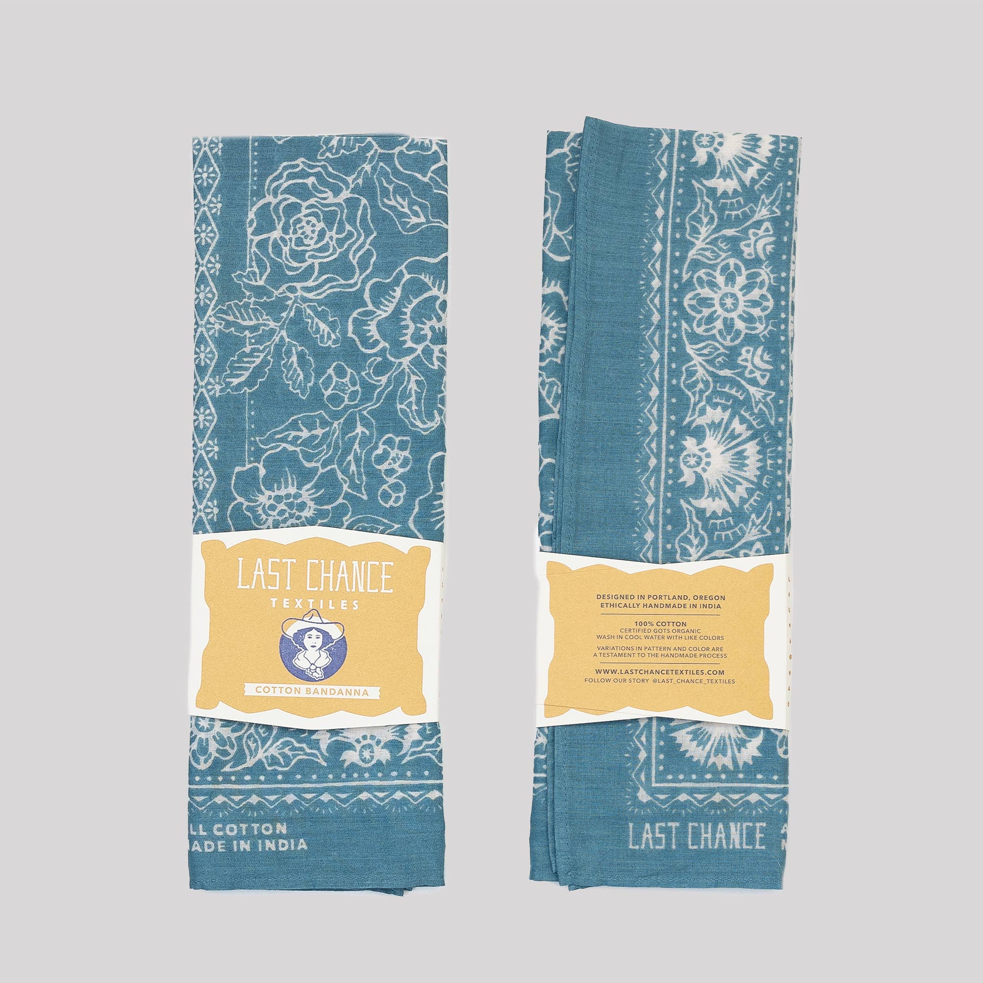 Cotton Rosey Bandana | Faded Blue