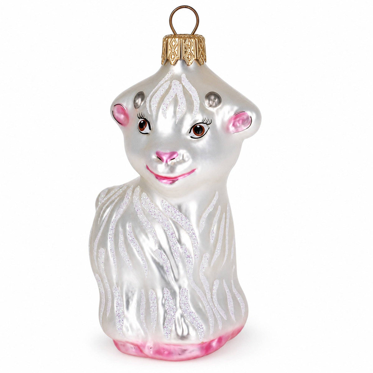 White Lamb and Sparkling Wool - Glass Ornament