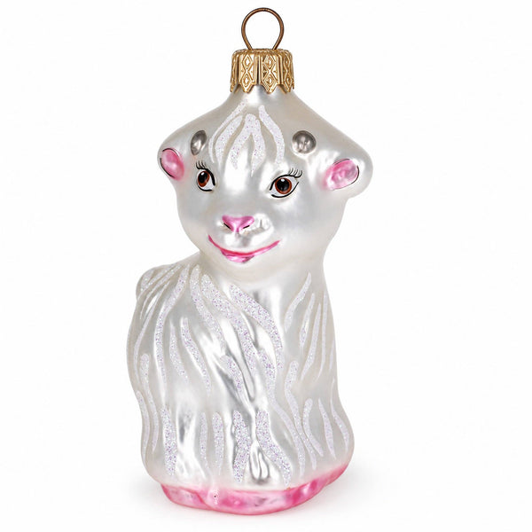 White Lamb and Sparkling Wool - Glass Ornament