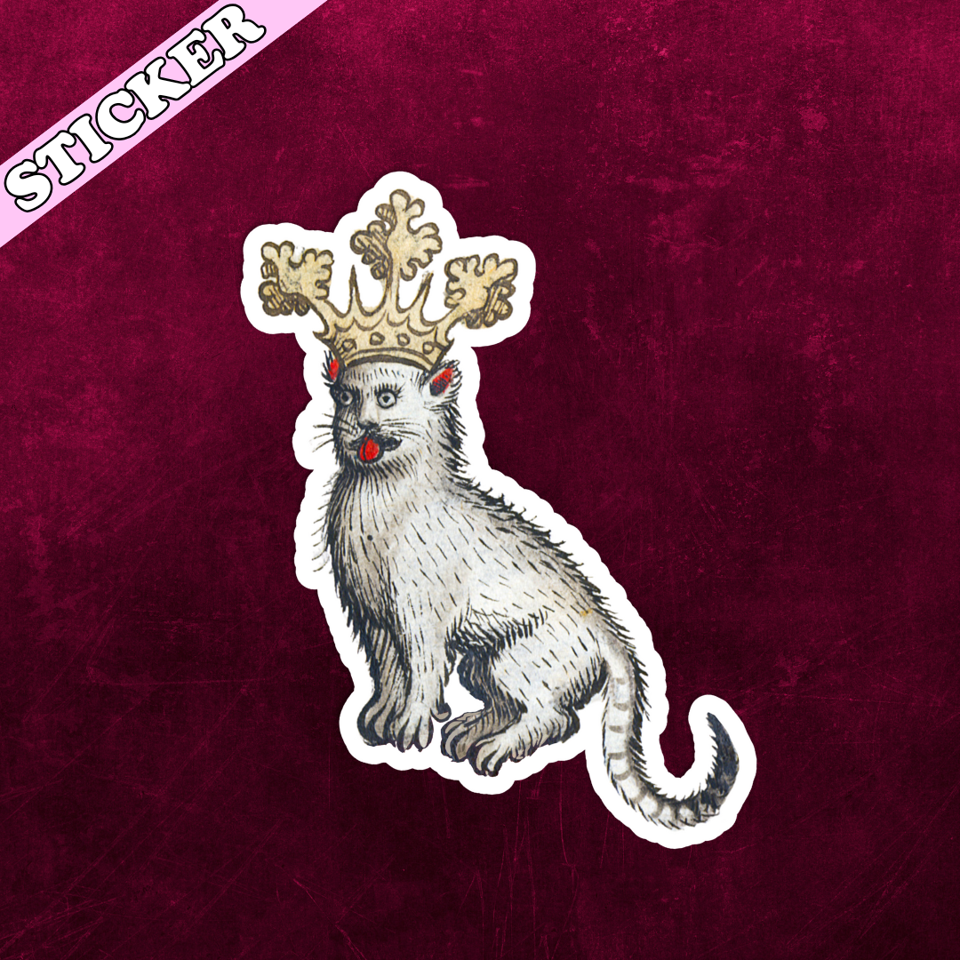 Medieval Cat Sticker, Funny Ugly Cat, Manuscript Cat Art