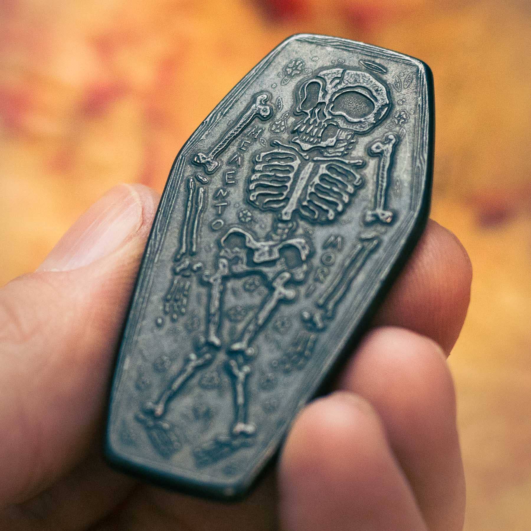 Shire Post Mint - Coffin Memento Mori Memento Vivere in Blackened Copper