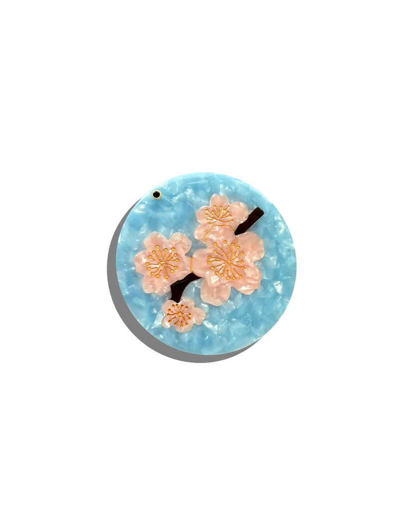 Solar Eclipse - Hand-Painted Compact Mirror - Cherry Blossom