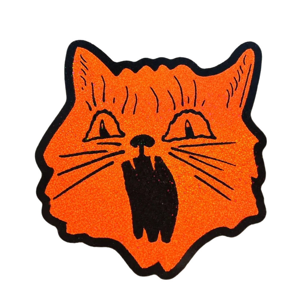 Halloween Yowling Cat - Glitter Sticker