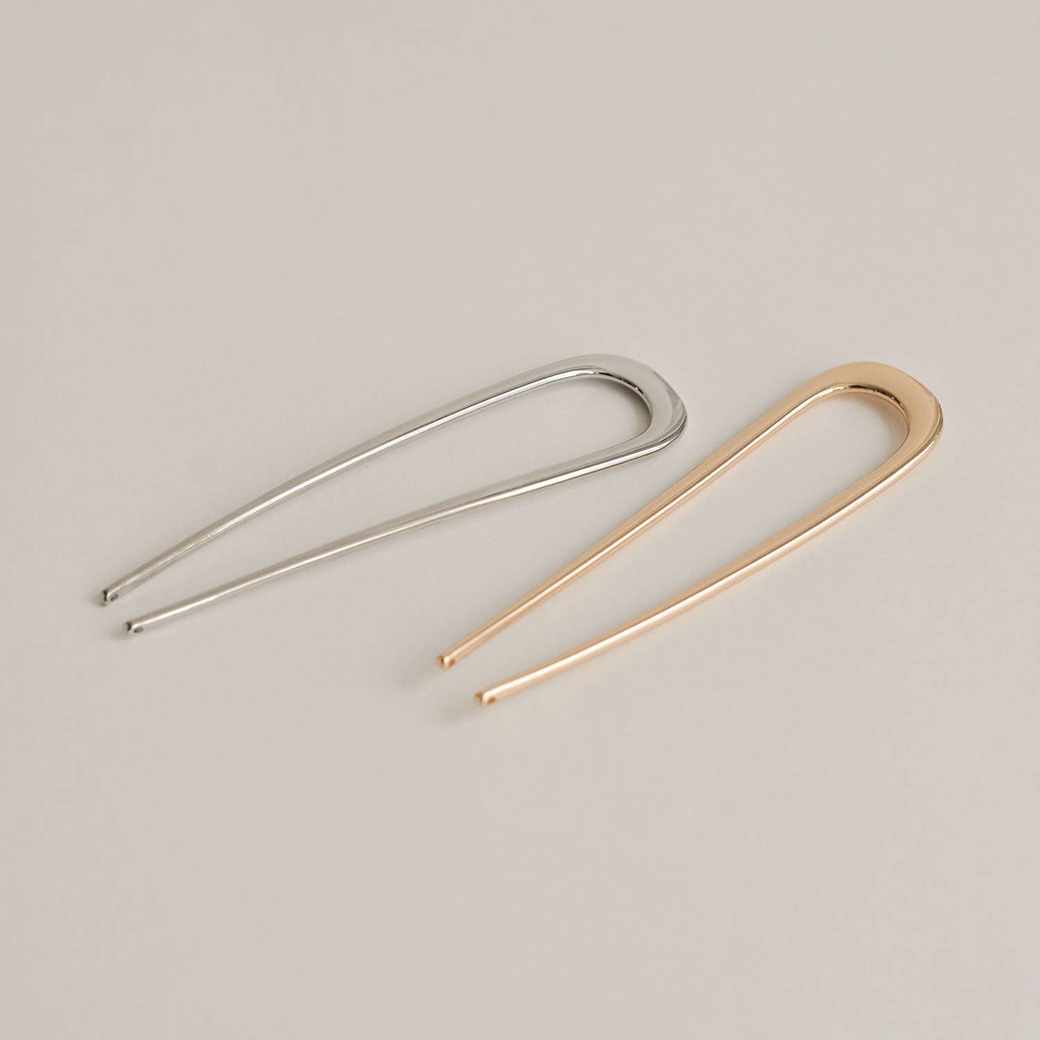 nar'sha - Minimalist Bent U-Shaped Hair Stick - Silver
