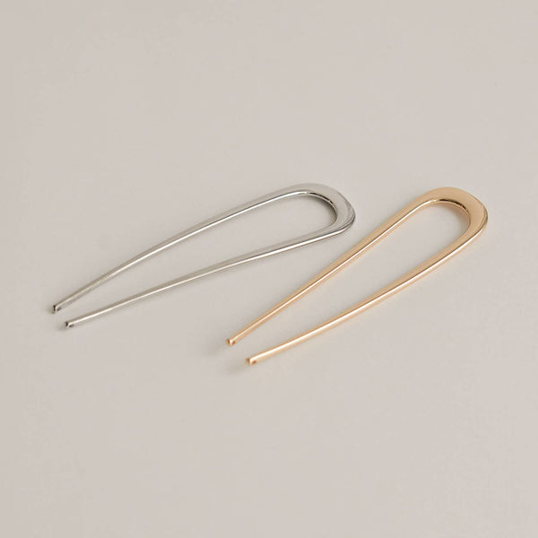 nar'sha Bent U-Shaped Hair Stick Silver