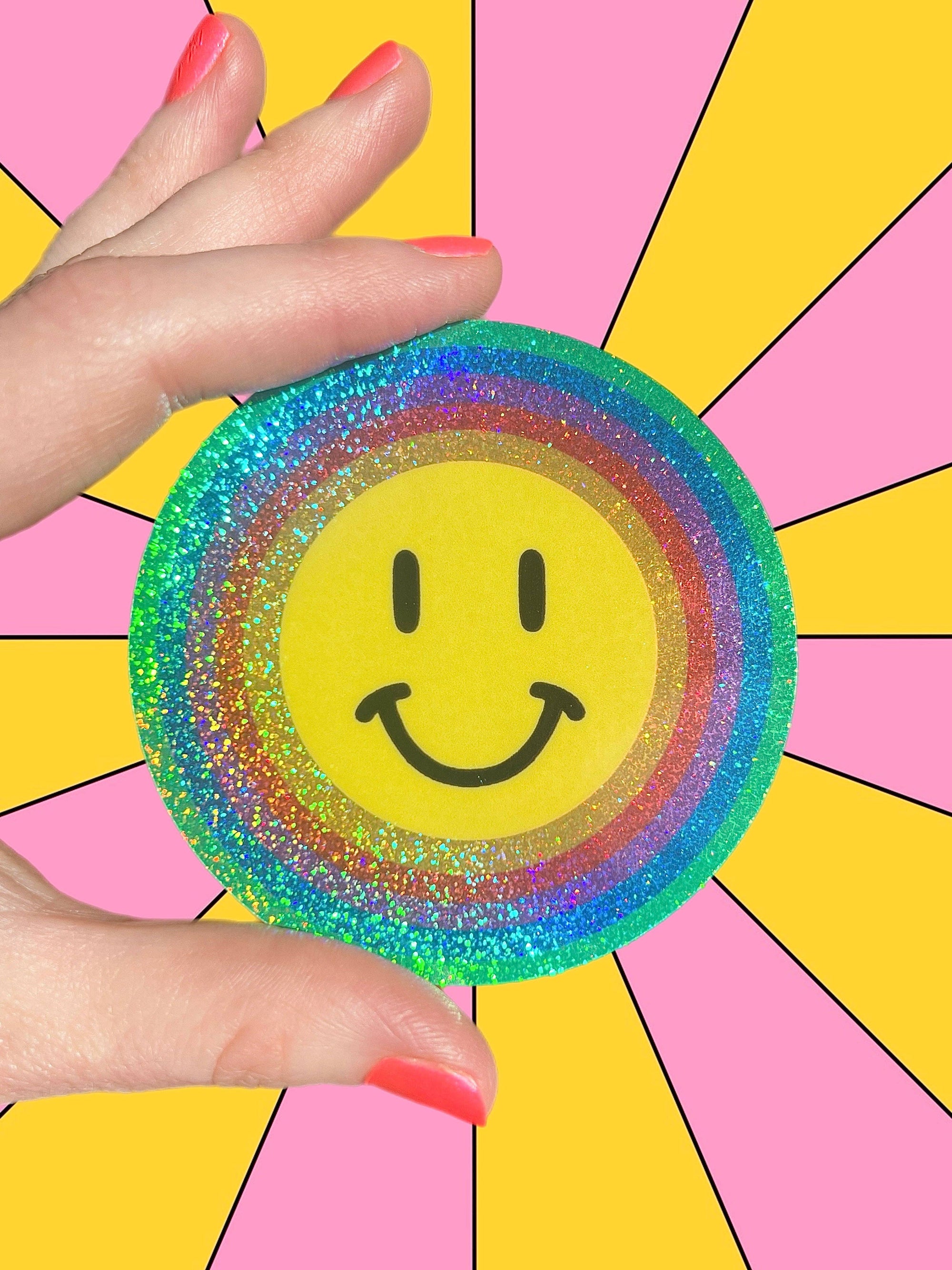 Smiley Face - Glitter Sticker