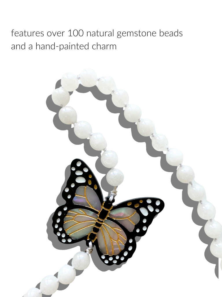 Solar Eclipse - Crossbody Phone Chain - Monarch Butterfly - White
