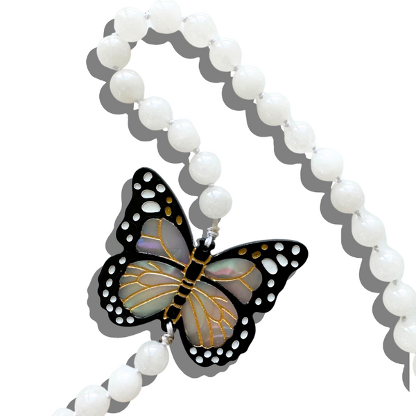 Solar Eclipse - Crossbody Phone Chain - Monarch Butterfly - White