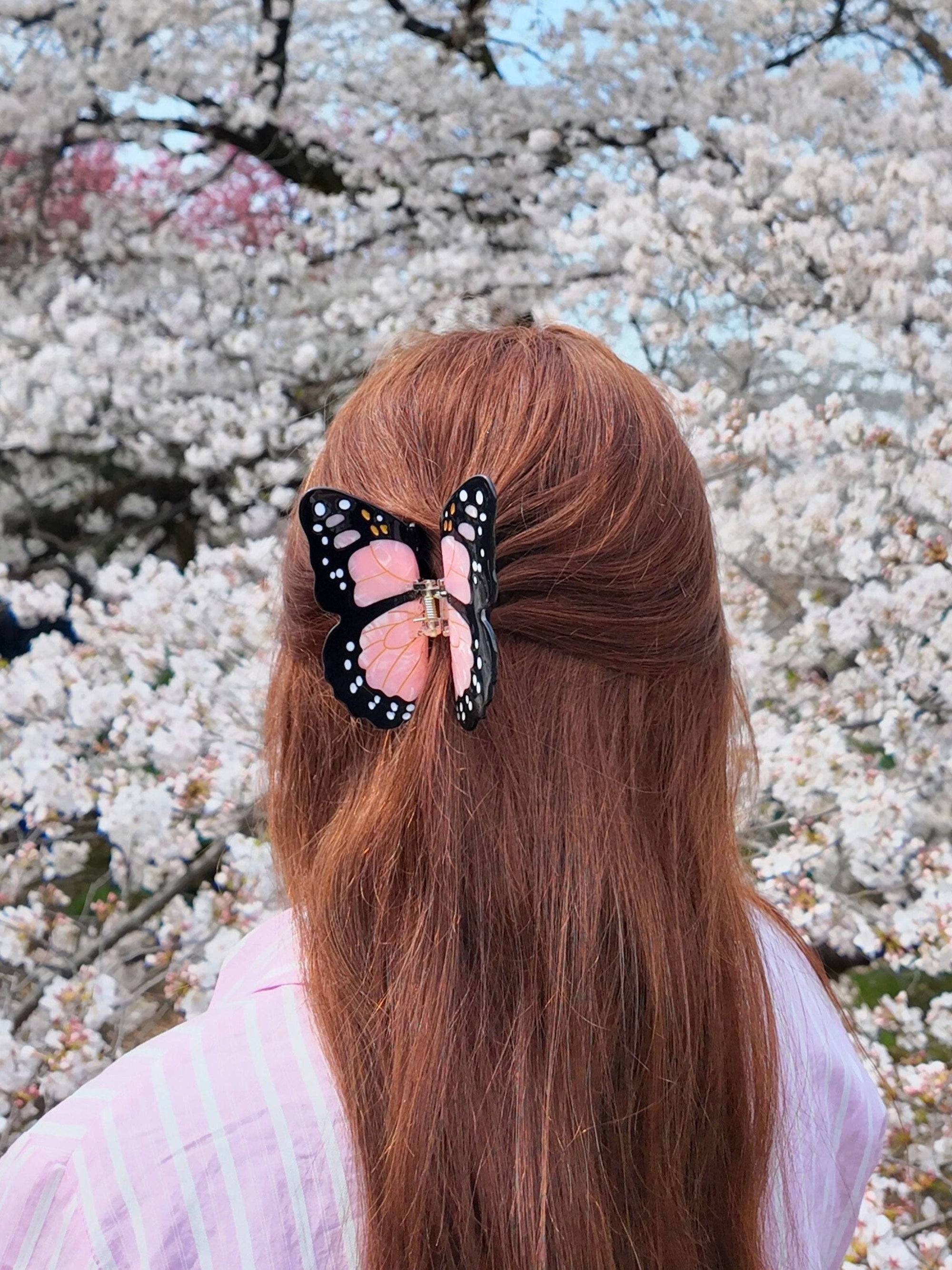 Solar Eclipse - Monarch Butterfly Claw Hair Clip: White