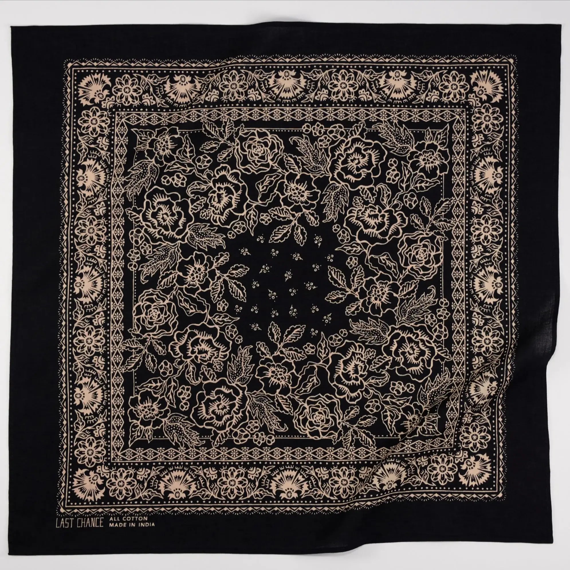 Cotton Rosey Bandana - Black