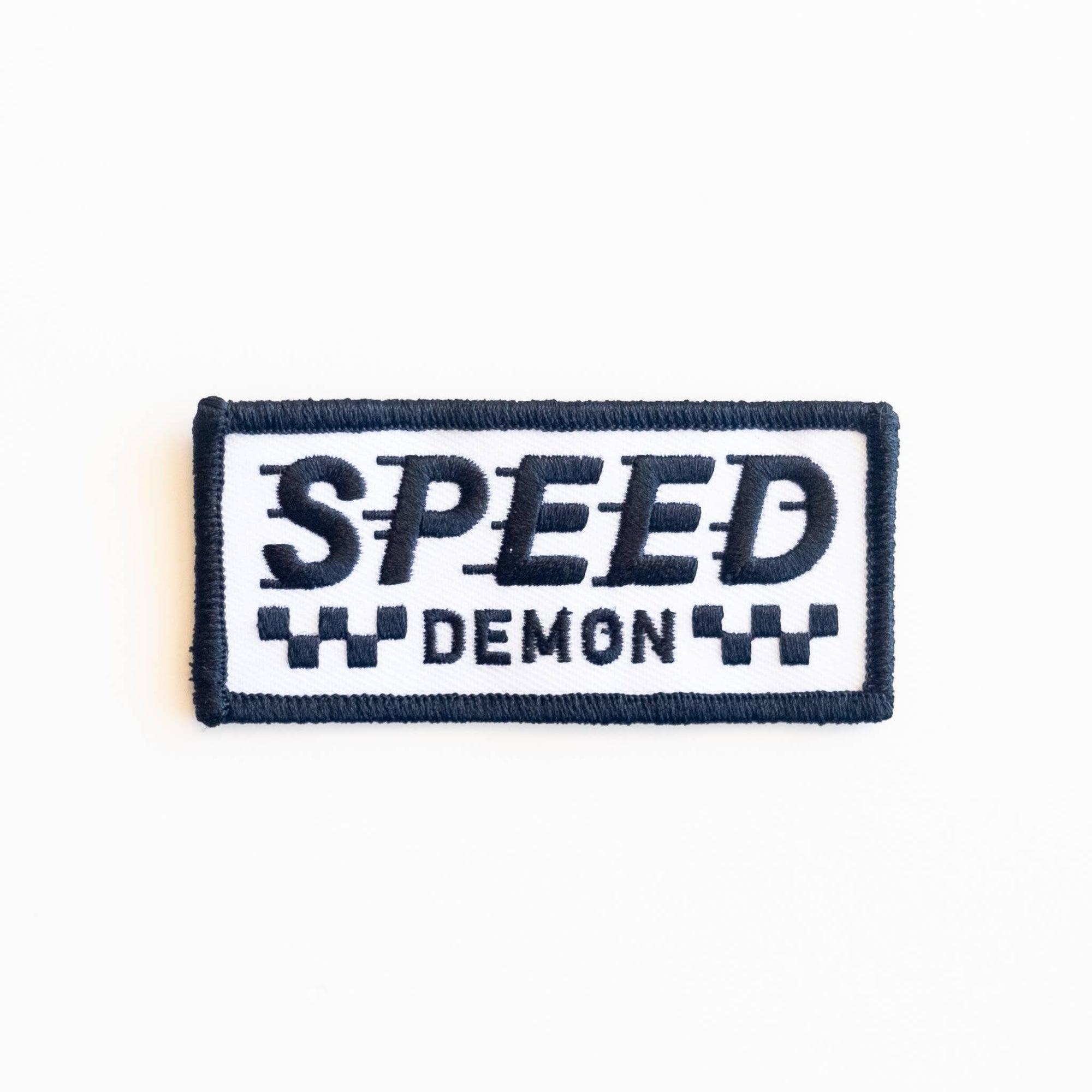 Speed Demon - Embroidered Iron on Patch - Black and White