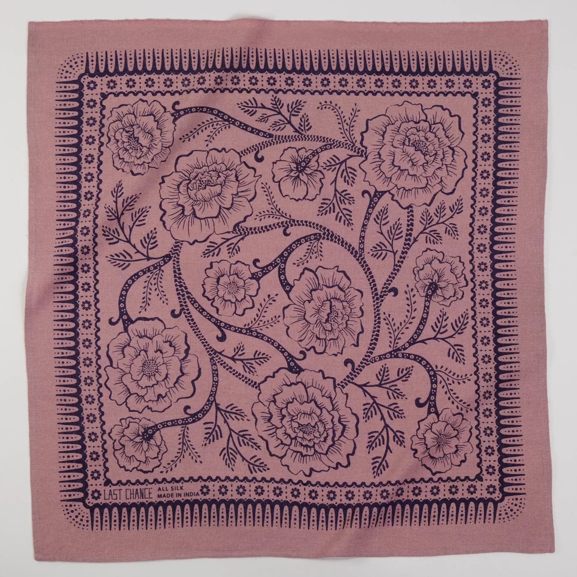 Natural Dye Silk Bandana - Viola Pink