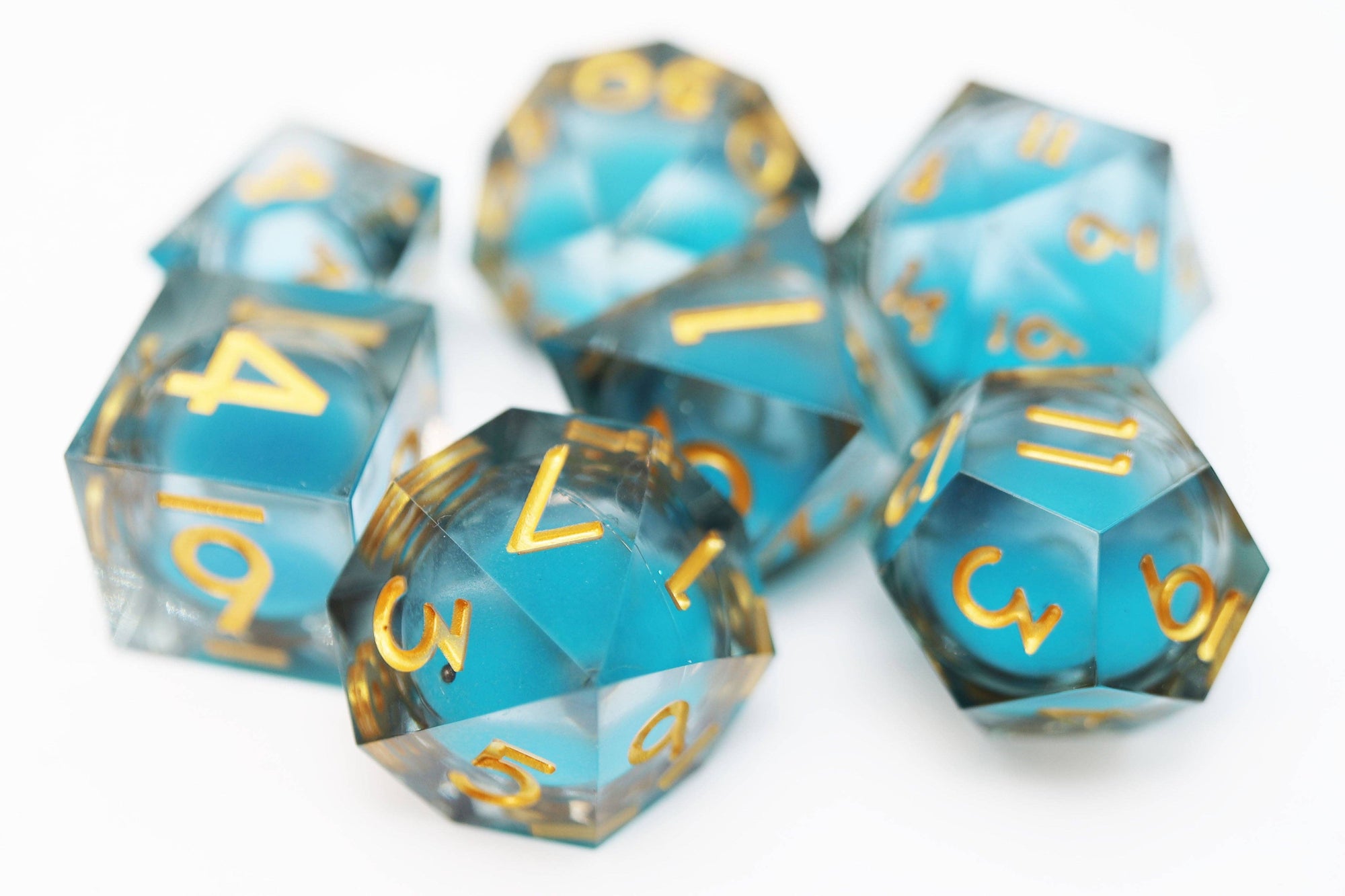 Sharp Edge - Glow in the Dark - Liquid Core - Dice Set - Blue Specter
