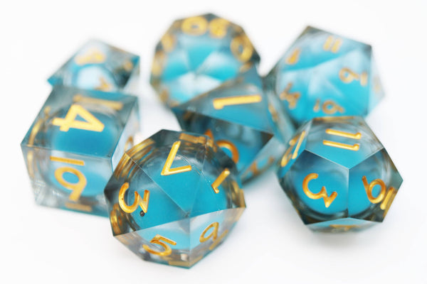 Sharp Edge - Glow in the Dark - Liquid Core - Dice Set - Blue Specter