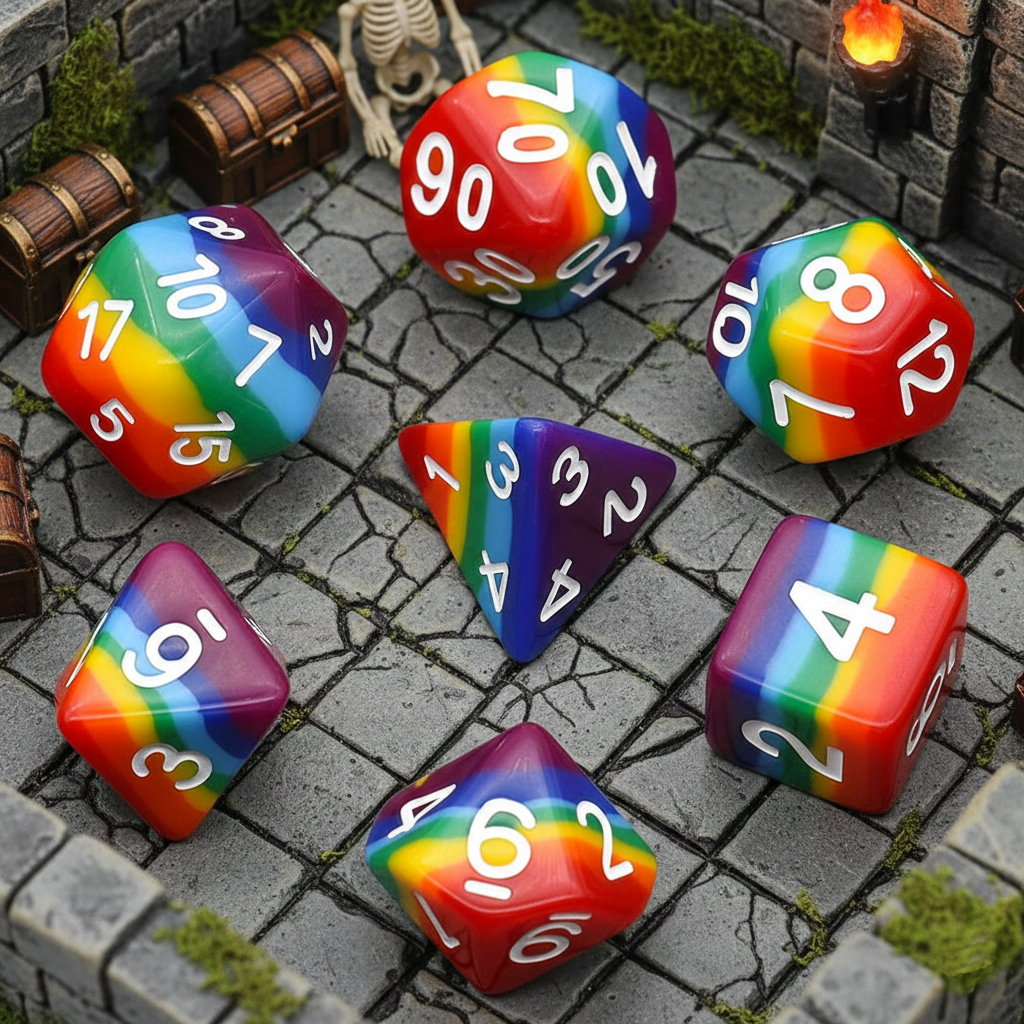 Chromatic Fate Rainbow Resin Dice Set