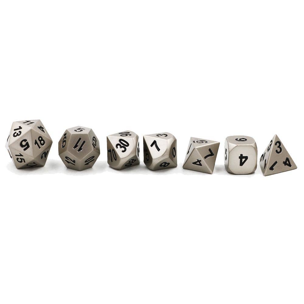 Moonlight Silver Forged Metal Dice Set