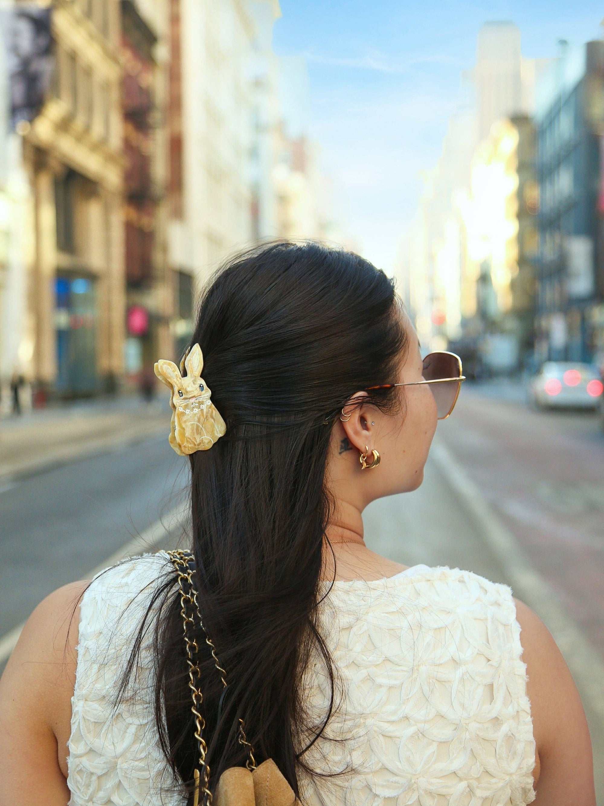Solar Eclipse - Hand-Painted Bunny Claw Clip
