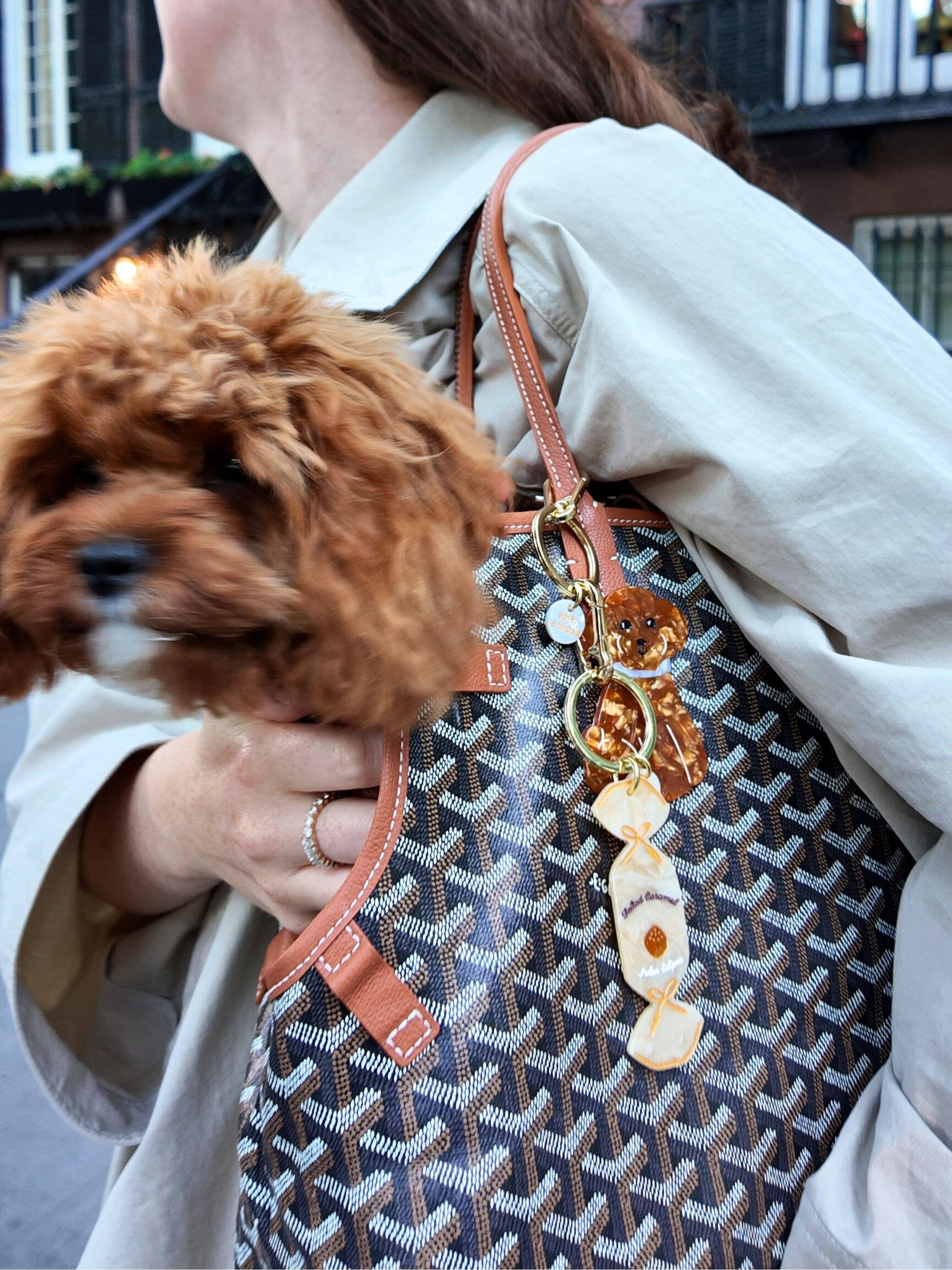 Solar Eclipse - Doodle Puppy Bag Charm + Keychain - Brown